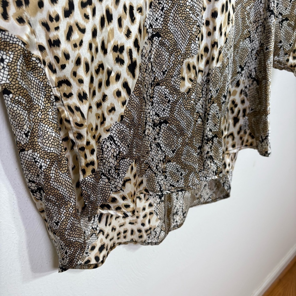 CAROLINE ROSE Vintage 100% Silk Long Tunic Blouse Top Shirt Leopard Snakeskin L - Picture 7 of 17